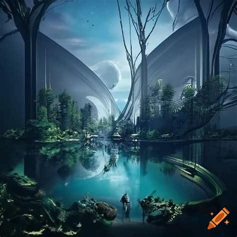 Futuristic world where it is so beautiful and overflowing with nature