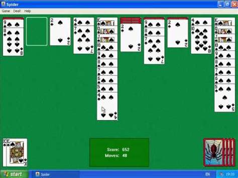 Windows XP - Spider Solitaire Gameplay - YouTube