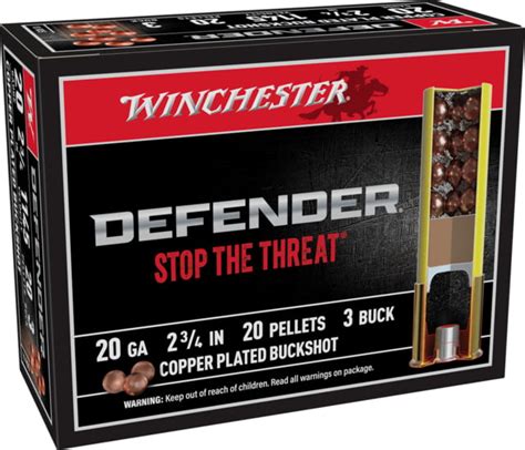 Winchester Defender 20 Gauge 2 3/4in 20 Pellets Centerfire Shotgun ...