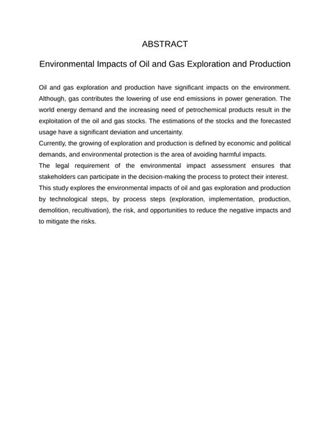 (PDF) Environmental Impacts of Oil and Gas Exploration and Production