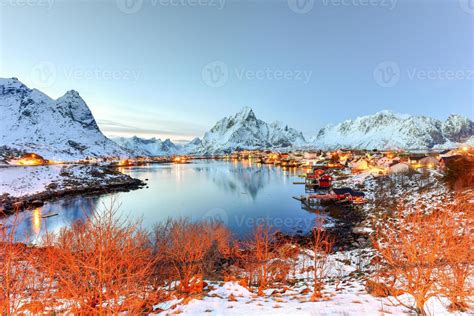 Winter in Reine, Lofoten Islands, Norway. 16171905 Stock Photo at Vecteezy