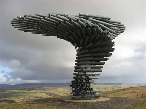 The Singing Ringing Tree is a wind powered sound sculpture resembling a tree set in the ...