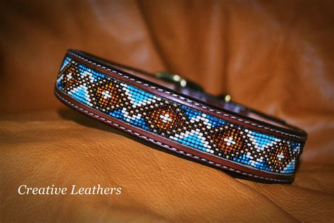 Handmade dog collar with english bridle leather and solid brass hardware Beaded Belts Patterns ...