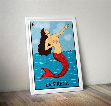 La Sirena Loteria Cards - The Mermaid Mexican Bingo Art Print - Poster ...