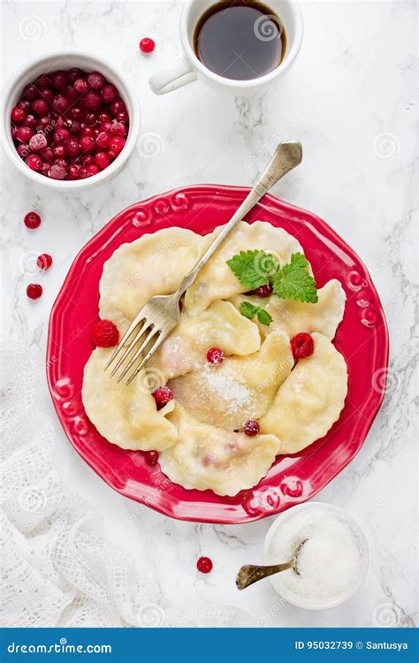 Polish Pierogi - Sweet Dumplings with Cranberry Stock Image - Image of breakfast, cottage: 95032739