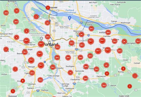 New PGE outage map for Portland metro area as of Friday afternoon, Jan ...