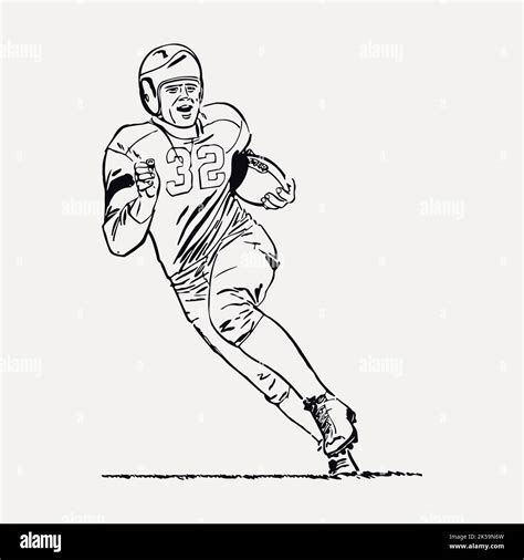 American football player clipart, vintage hand drawn vector Stock ...