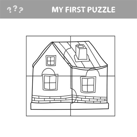 Education paper game for children, House. My first puzzle - game for kids 4651356 Vector Art at ...