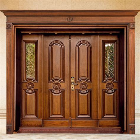 Modern exterior main entrance front wooden doors solid teak wood double ...