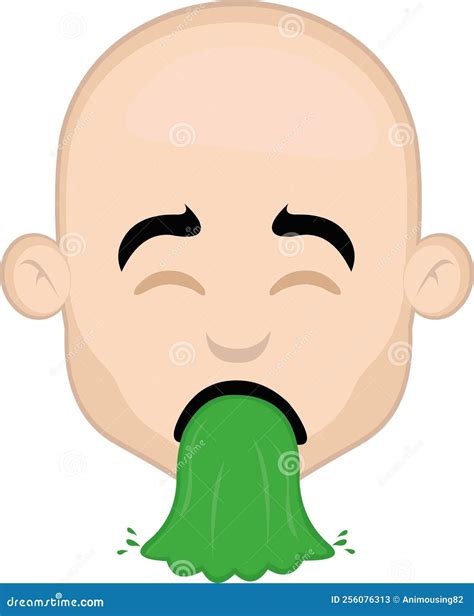 Vectoremoticon Bald Man Cartoon Vomit Vector Illustratie - Illustration of ziekte, mens: 256076313