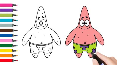 How to draw Patrick from SpongeBob. Step by step Patrick drawing ...