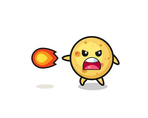 cute round cheese mascot is shooting fire power 5404567 Vector Art at Vecteezy