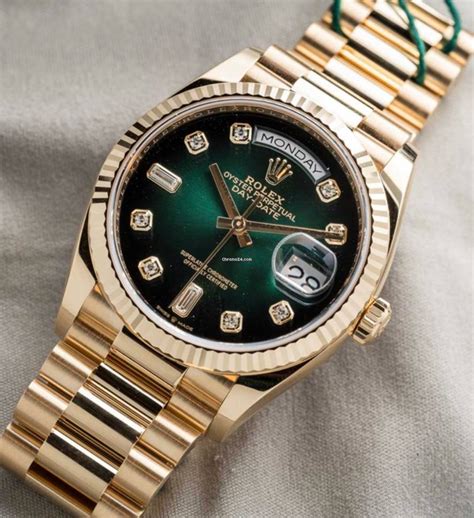 Rolex Day-Date 36 GREEN DIAL WITH DIAMONDS 09/2020 NEW aq for $40,854 for sale from a Trusted ...