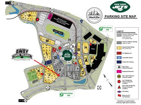 Jets Metlife Stadium Parking Lot Map - Away Game Tailgate