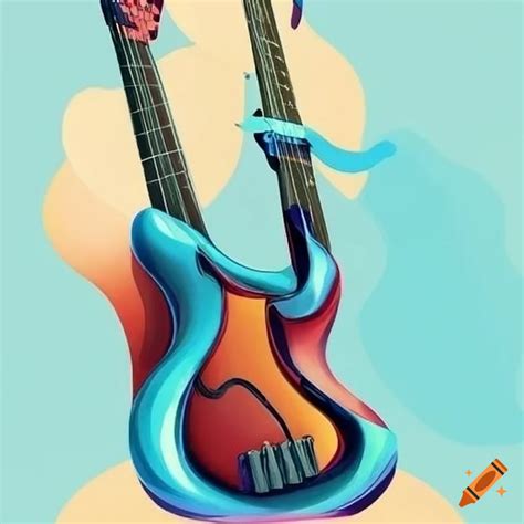 Intelligent cartoon art of a bass guitar on Craiyon