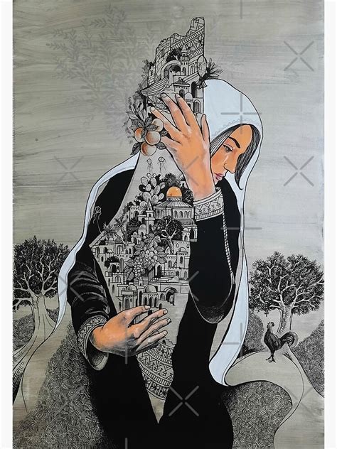 "Palestinian Woman Protecting the Land of Palestine Painting" Poster for Sale by QualiTshirt ...