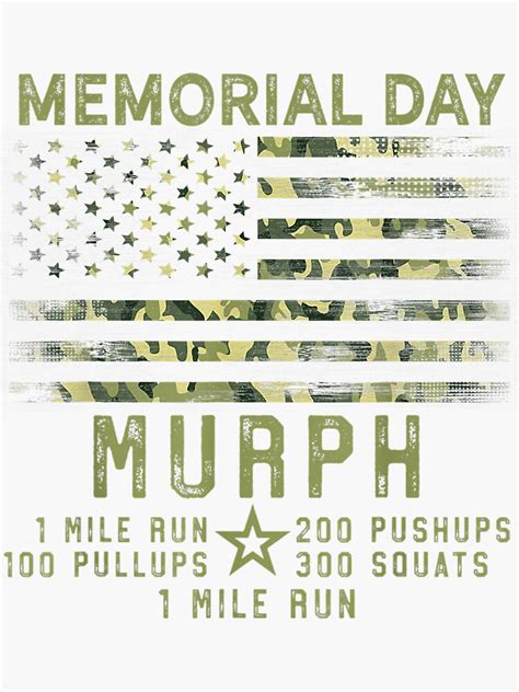 "Murph Challenge Memorial Day WOD Workout Gear 2021 T-Shirt" Sticker ...