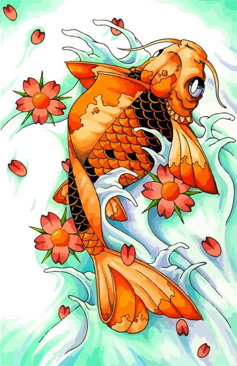 Koi Fish Tattoo Flash Set. Set of Labels and Elements. Vector Set ...