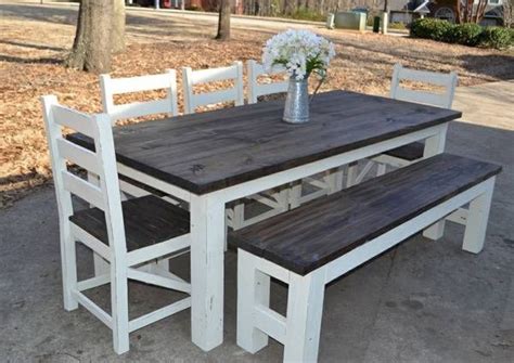 Farmhouse Dining Table With Bench - Foter