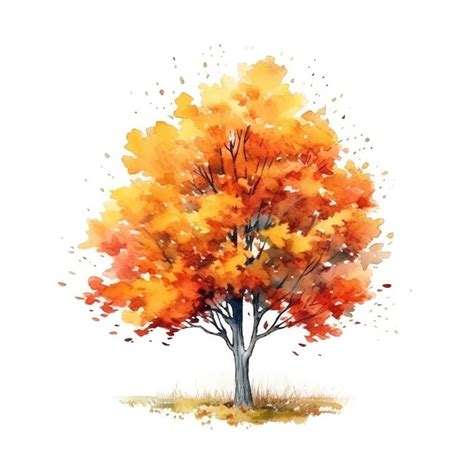 Premium AI Image | Watercolor Autumn Tree Illustration Generative AIxD