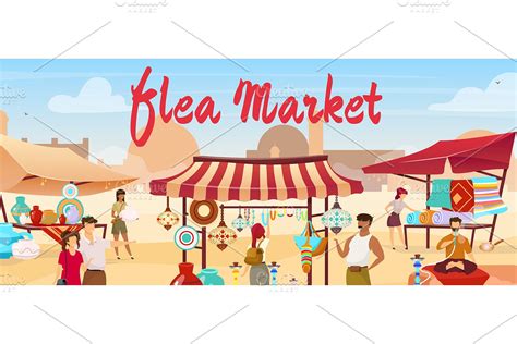 Flea market flat vector illustration | Custom-Designed Illustrations ...