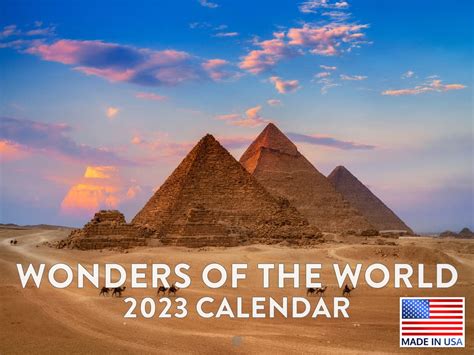 Buy Wonders Of World 2023 Monthly Wall Hanging Travel Global Photo Scenic Landmark Large Planner ...