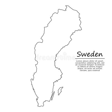 Simple Outline Map of Sweden, in Sketch Line Style Stock Vector ...