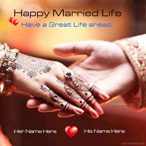 Happy Married Life Wishes wedding day wishes card