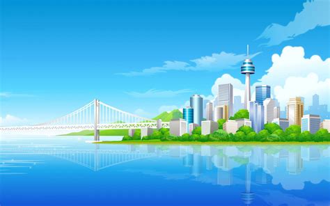 Download City Background Vector Art Style Wallpaper | Wallpapers.com