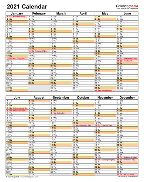 2021 Calendar - Free Printable Excel Templates - Calendarpedia