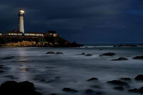 Pigeon Point Lighthouse At Night by Mitch Diamond