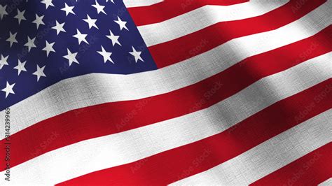 United States waving flag. Seamless cgi animation highly detailed fabric texture in cinematic ...