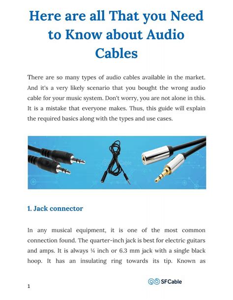 Here are all That you Need to Know about Audio Cables