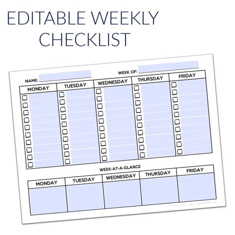 Weekly Checklist Template Excel