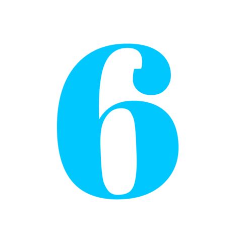 Number 6 Blue Png free download - PNGOX