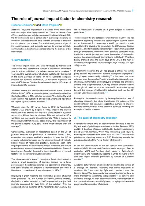 (PDF) The role of journal impact factor in chemistry research