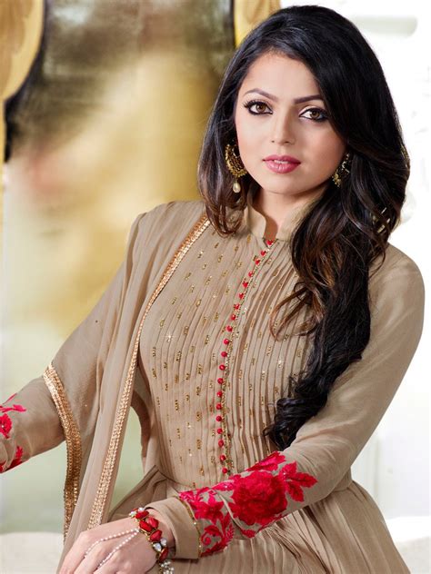 Buy Drashti Dhami light brown color georgette party wear anarkali kameez in UK, USA and Canada