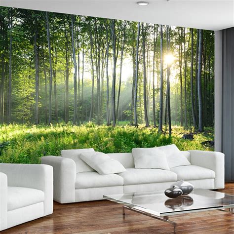 Custom Photo Wallpaper 3D Green Forest Nature Scenery Murals Living ...