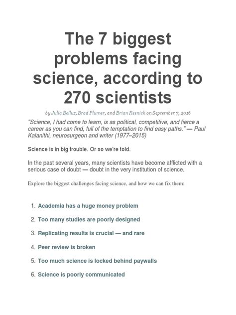 The 7 Biggest Problems Facing Science | PDF | Scientific Method | Academic Publishing