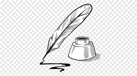 Paper Quill Drawing Inkwell Pen, pen, ink, pencil png | PNGEgg