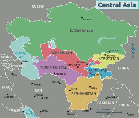 Central Asia Political Map - Full size