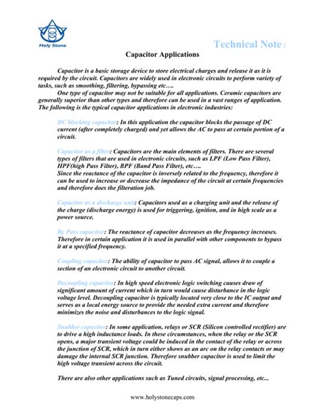 Capacitor Applications