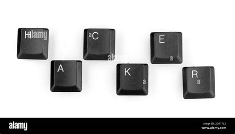 Keyboard keys saying hacker isolated on white Stock Photo - Alamy