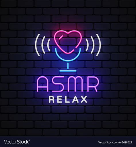 Asmr relax neon logo Royalty Free Vector Image