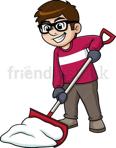 Man Shoveling Snow Cartoon Clipart Vector - FriendlyStock