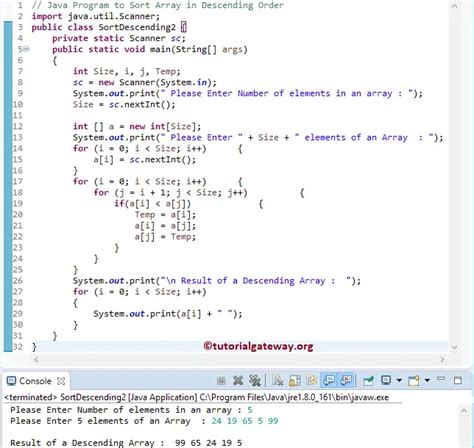 Java Program to Sort Array in Descending Order