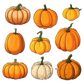 Cartoon Pumpkins Halloween Squash Fall Harvest Gourds Vector Symbols Illustrations, Pumpkin ...
