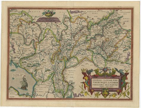 Antique Map of Gelderland by Ortelius (c.1575)