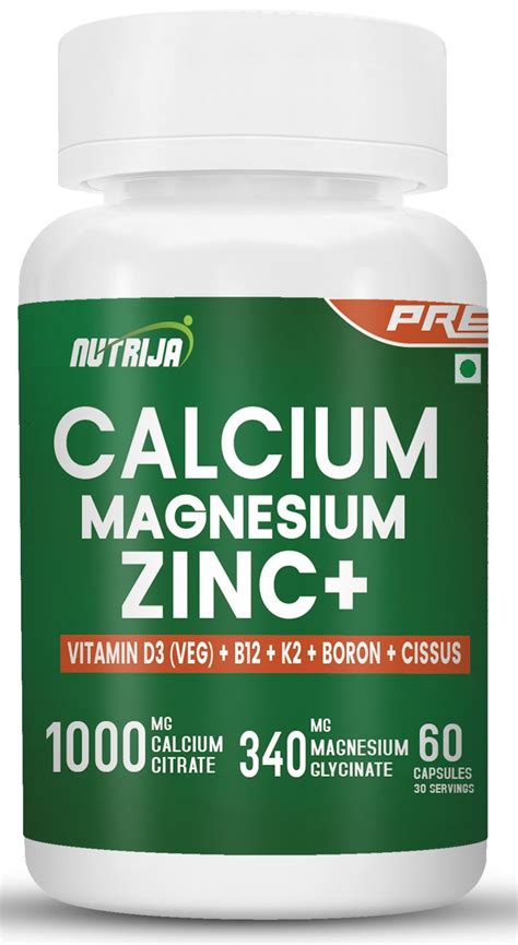 Buy Calcium Magnesium Zinc with D3, K2, B12, Boron, Cissus