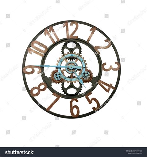 Clock Decorated Gears Steampunk Style Isolated Stock Photo 1374899108 ...